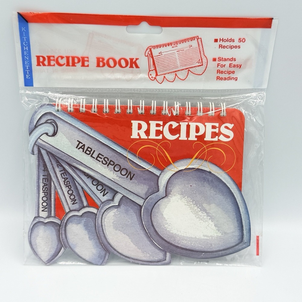 VTG Blank Recipe Book Spiral Bound 5" 50 Cards Kitchenette Taiwan NOS Red White